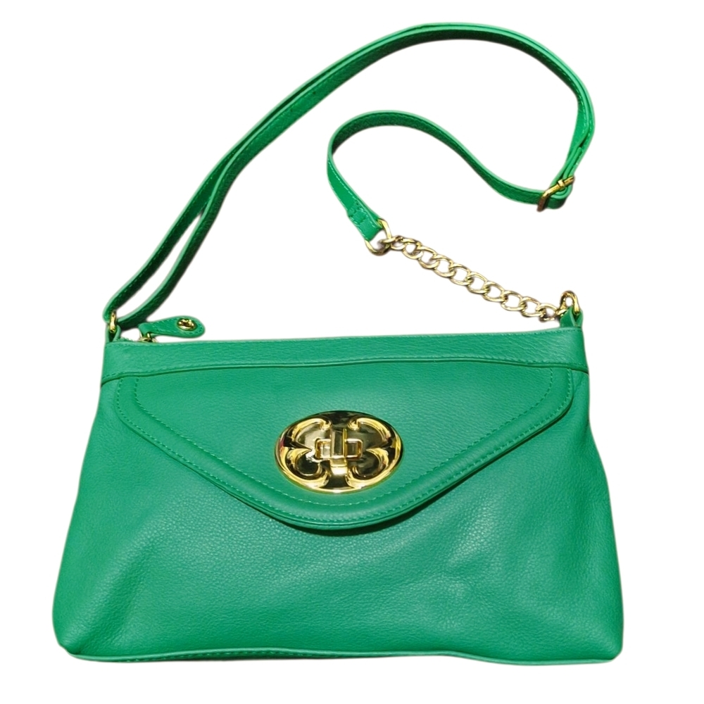 EMMA FOX GREEN PEBBLED LEATHER ADJUSTABLE CROSSBODY BAG
